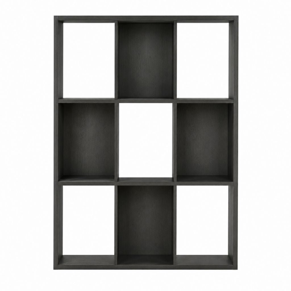 Bibliothèque sur pied à 9 cases noire en MDF rectangulaire 80 x 30 x 120 cm
