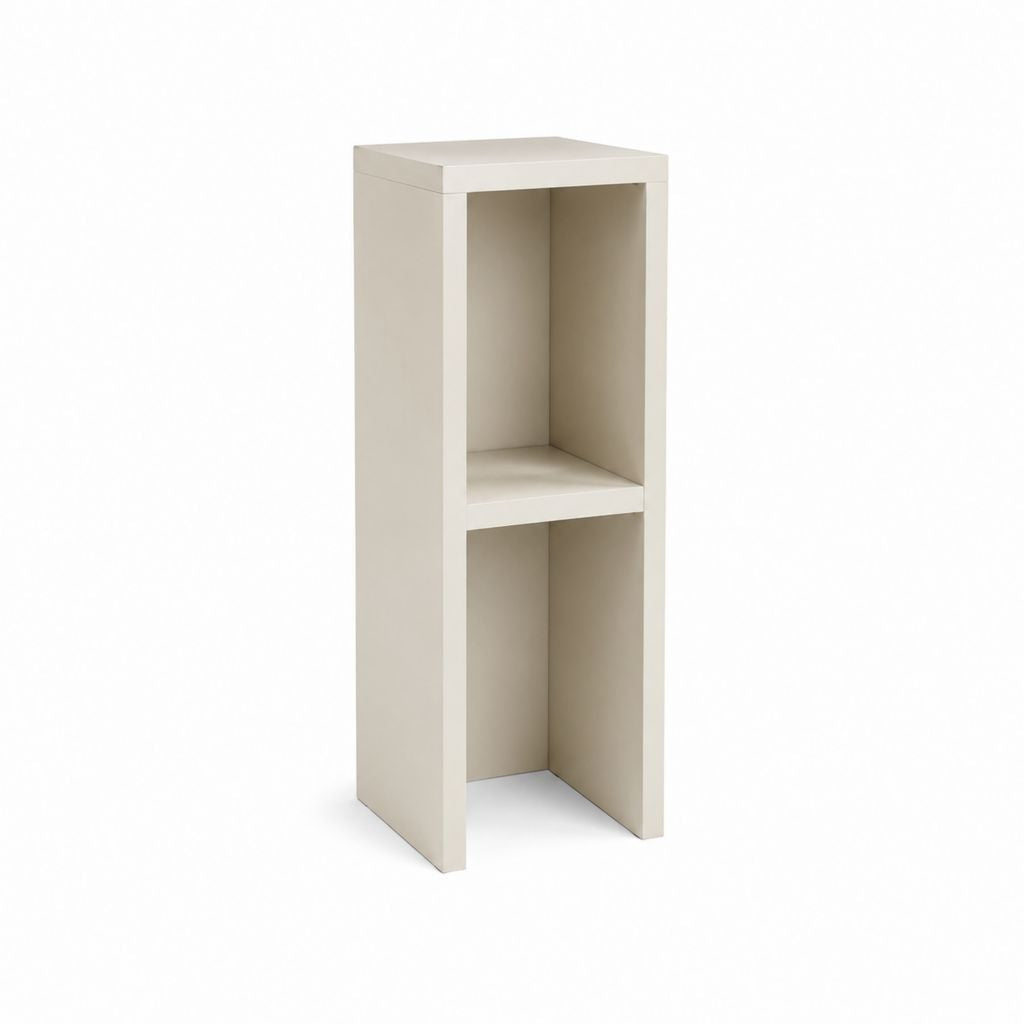 Table de chevet haute beige en panneaux MDF rectangulaire 30 x 30 x 80 cm