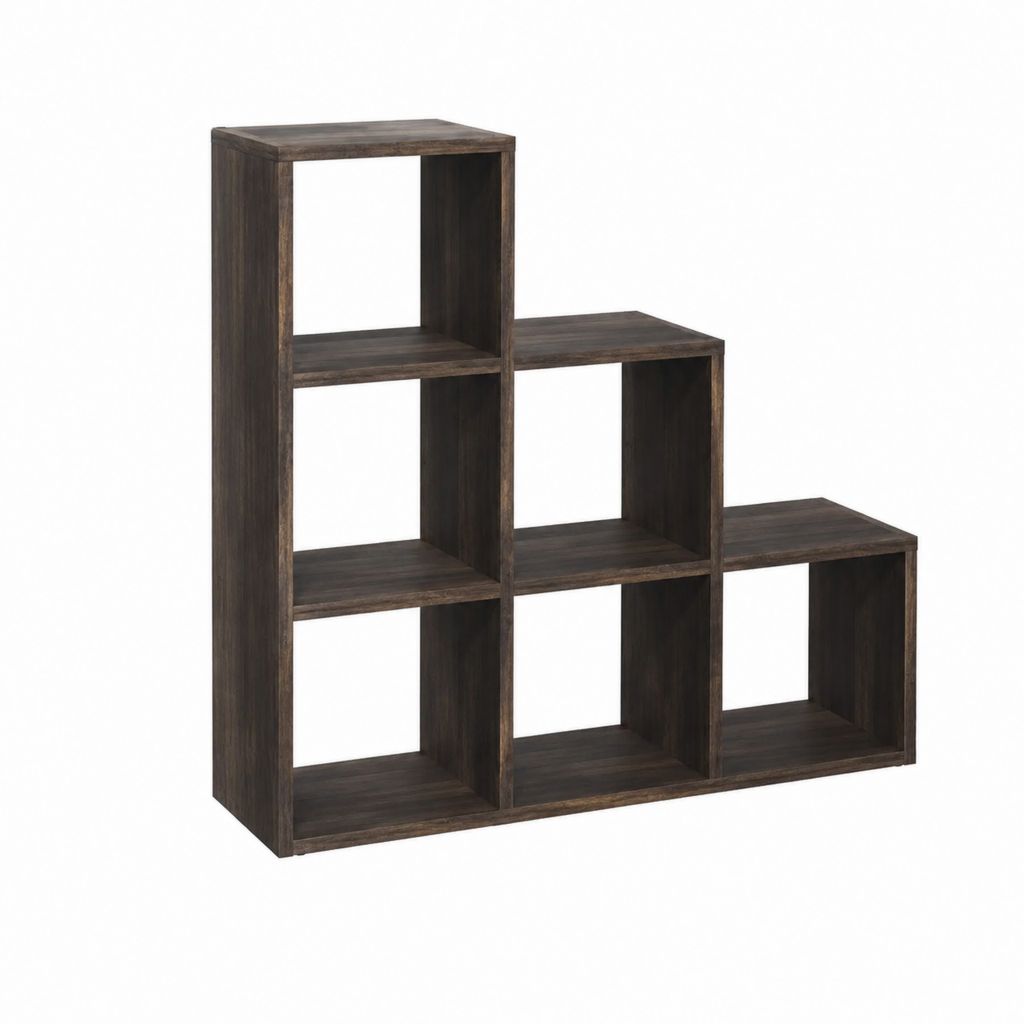 Étagère escalier 6 niches marron foncé en panneaux de particules 90 x 30 x 90 cm