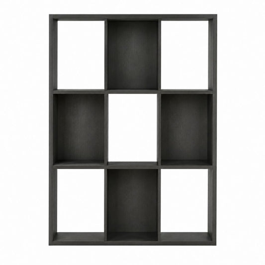 Bibliothèque sur pied à 9 cases noire en MDF rectangulaire 80 x 30 x 120 cm