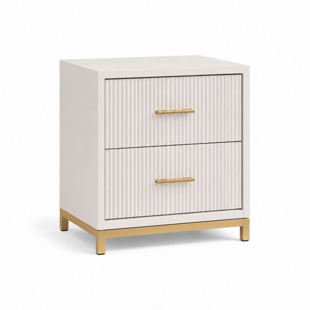 Table de chevet 2 tiroirs blanche en MDF rectangulaire 45 x 40 x 60 cm