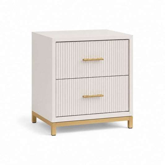 Table de chevet 2 tiroirs blanche en MDF rectangulaire 45 x 40 x 60 cm