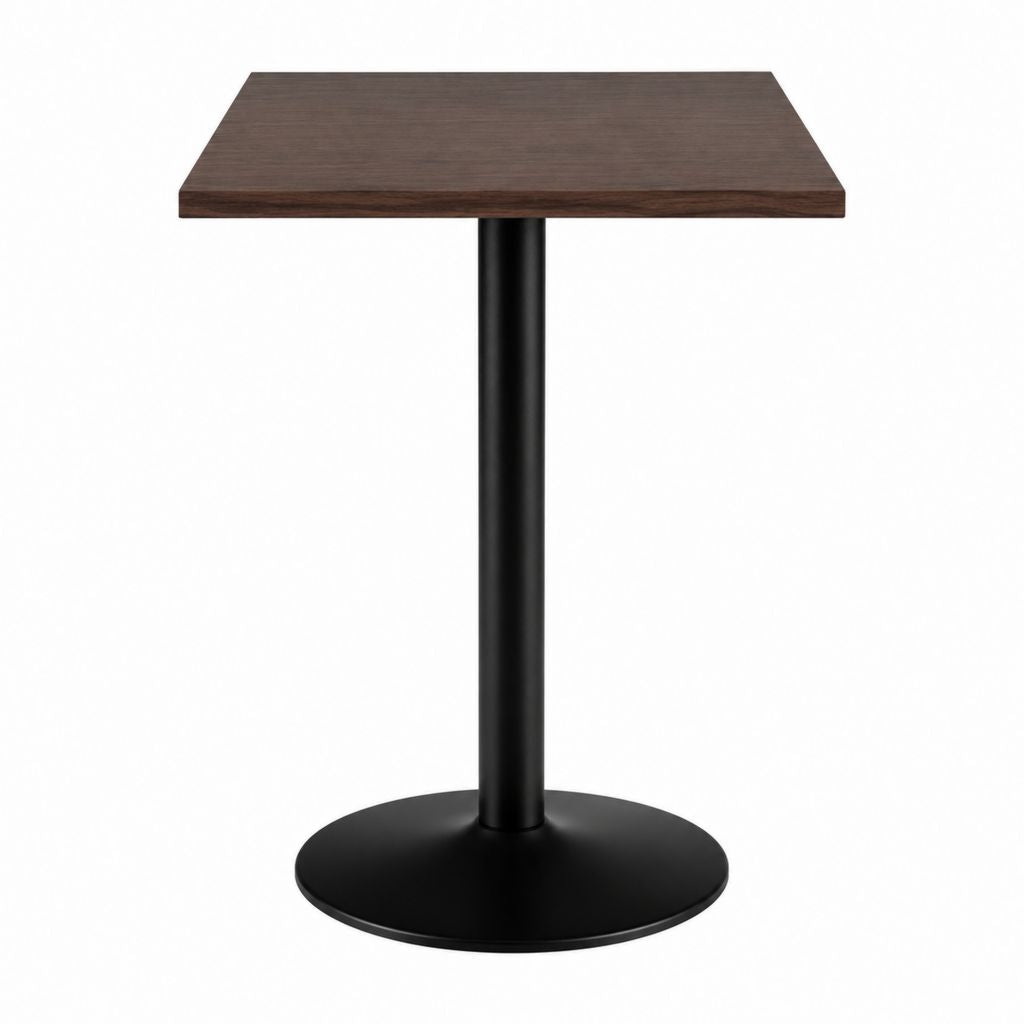 Table de bar carrée marron foncé en MDF et acier 70 x 70 x 75 cm